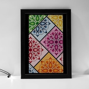 Mandala Kreuzstichmuster, geometrisches Design, Regenbogenfarben, moderner Kreuzstich, PDF, sofort-Download, MDL07