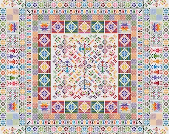 Patchwork, cross stitch pattern, Geometric design, Sampler, rainbow colors, modern cross stitch, PDF, instant download, PATCH50
