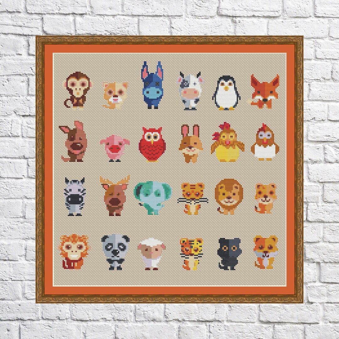 Set Of 24 Animals Cross Stitch Pattern modern Cross Stitch PDF Set Of 24 Animals Cross Stitch Pattern modern Cross Stitch PDF