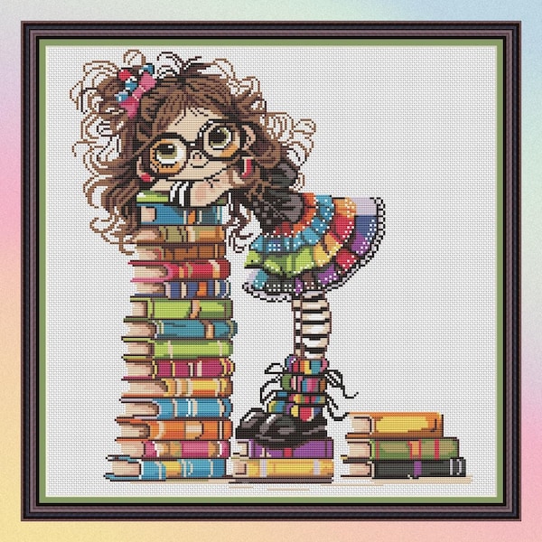 Liefhebbers van boeken, kruissteekpatroon, eigenzinnige collectie, banen-hobby's-sport, vakantie, pdf, instant download, BOOK02