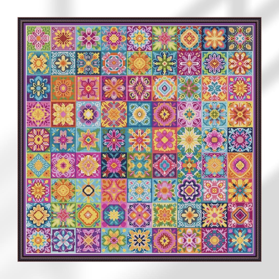 Smallest Pattern Mosaic Tiny Squares, Cross Stitch Pattern, Geometric Design, Sampler ...