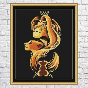 El Rey León, patrón de punto de cruz, dibujo animado, punto de cruz moderno, PDF, descarga instantánea, CA02