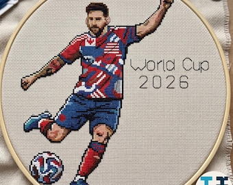 World cup 2026, Cross Stitch Pattern, Lionel Messi , Jobs-Hobbies-Sports, PDF, instant download, WORLDCUP01-3