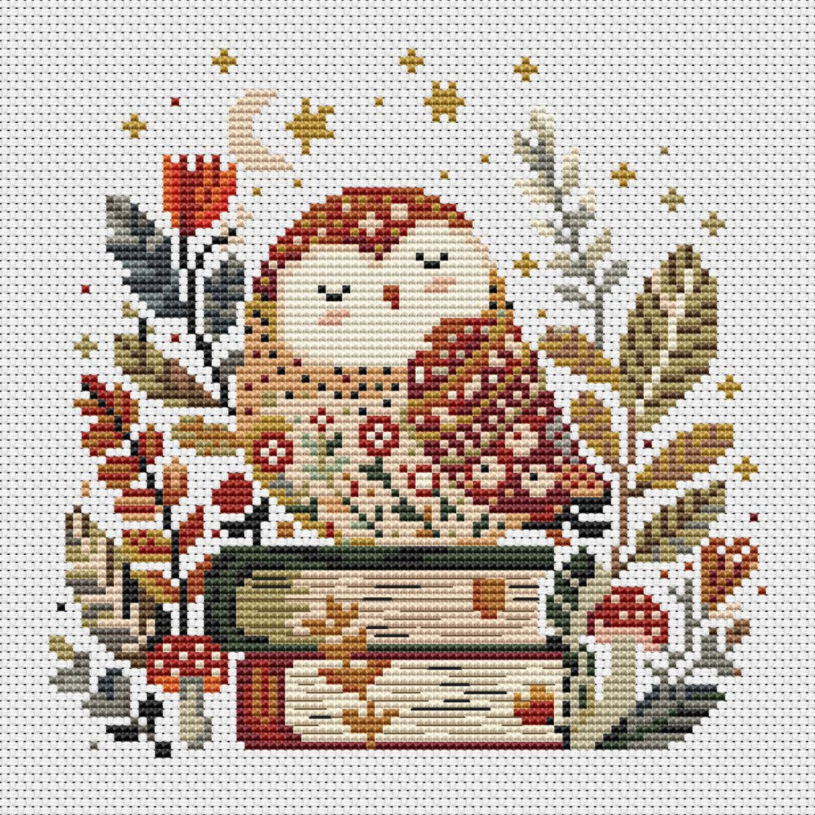 Set of 8 Folk Art Cross Stitch Patterns, Flowers Cross Stitch Pattern ...