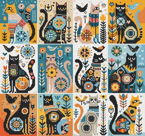thumbnail interactive-video image 1 of SO-3241 Summer Cat- SODA Cross Stitch Pattern Leaflet- Authentic Korean Cross Stitch Design Cross Stitch Pattern Chart Color Printed On Coated Paper 1 of 9