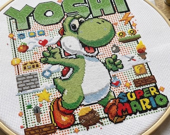 Yoshi, Toys, games, Heroes embroidery chart, modern cross stitch, PDF, instant download, MARIO-SET-1