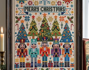 Christmas Nutcrackers Cross Stitch Pattern, Tale Soldier Christmas Decoration, Holidays, PDF, instant download, CRM170