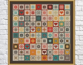 Patchwork, motif de point de croix, motif géométrique, point de croix moderne, PDF, téléchargement immédiat, PATCH03