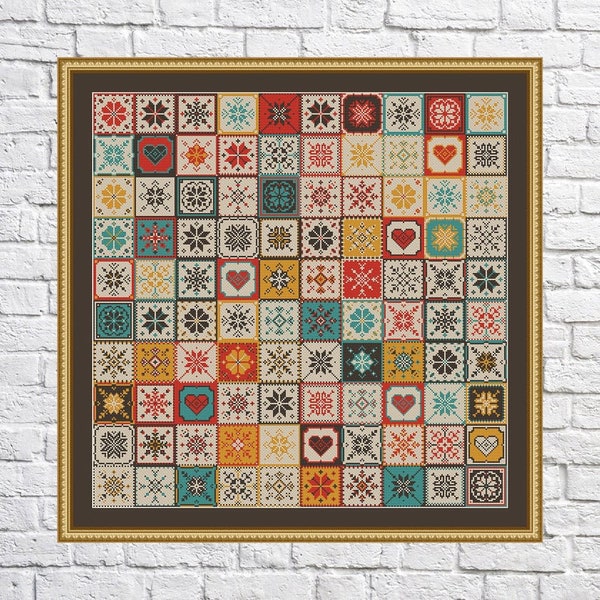 Patchwork, cross stitch pattern, Geometric design, modern cross stitch, PDF, instant download, PATCH03