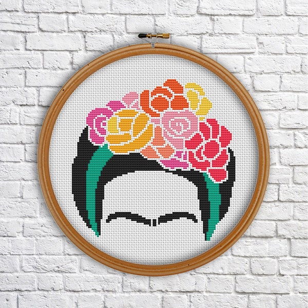 Frida cross stitch pattern, Famous, modern cross stitch, PDF, instant download, FRIDA