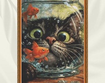 Quirky Cats, cross stitch pattern, modern cross stitch, PDF, instant download, CAT73