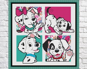Set 4 dogs cross stitch pattern, pets, modern cross stitch, PDF, instant download, DIS15