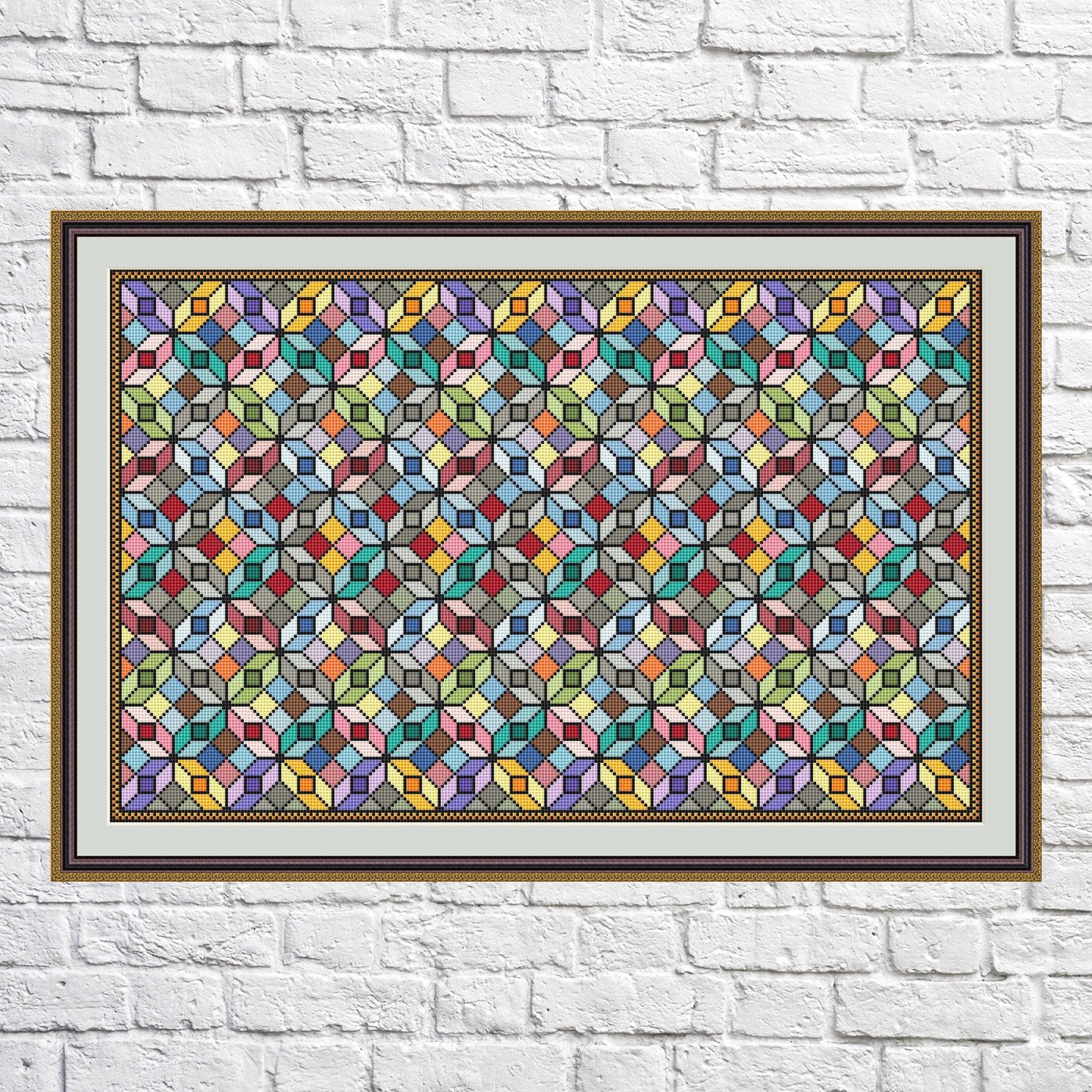 Abstract Triangle Design, Cross Stitch Pattern, Geometric Pattern ...