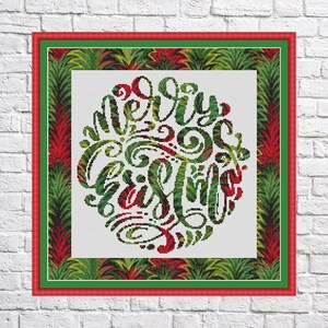 Merry Christmas cross stitch pattern, modern cross stitch, PDF, instant download, CRM14