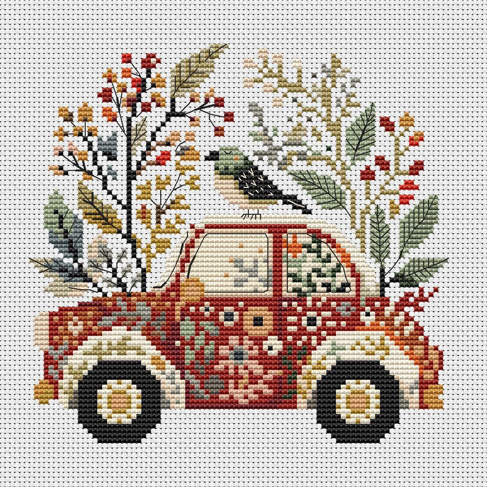 Set of 8 Folk Art Cross Stitch Patterns, Flowers Cross Stitch Pattern ...