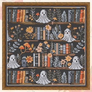 Halloween Bücher, Kreuzstichmuster, moderner Kreuzstich, PDF, sofort-Download, HAL33