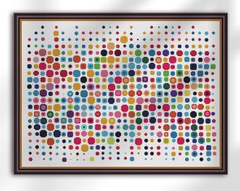 Dots, Abstract geometric design, cross stitch pattern, Rainbow colors, modern cross stitch, PDF, instant download, ABS20