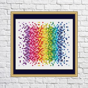 Pixel colors, cross stitch pattern, Geometric design, modern cross stitch, PDF, instant download, Geo22