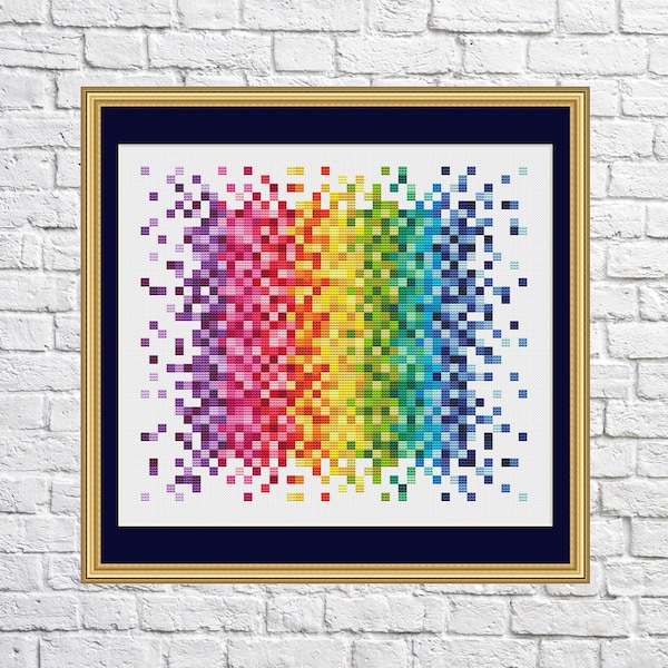 Pixel colors, cross stitch pattern, Geometric design, modern cross stitch, PDF, instant download, Geo22