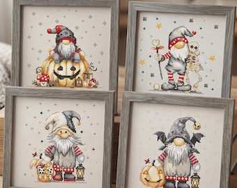 Halloween, Gnome Cross Stitch Pattern PDF,  Modern Colorful Cross Stitch, Instant Download, HAL49