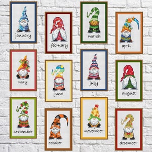 Eiazuiks 4 Packs Stamping Cross Stitch Kit, Gnome Counting Cross