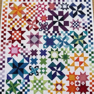 Abstract geometric design cross stitch pattern, Rainbow colors, modern cross stitch, PDF, instant download, PATCH58