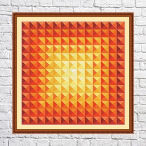 Abstract geometric design cross stitch pattern, Orange colors, modern cross stitch, PDF, instant download, Geo100
