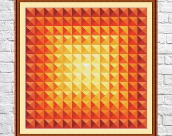Abstract geometric design cross stitch pattern, Orange colors, modern cross stitch, PDF, instant download, Geo100