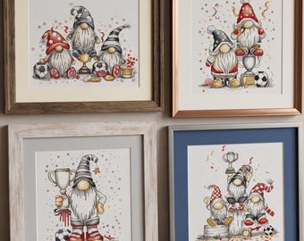 World cup, Cross Stitch Pattern, gnome , Jobs-Hobbies-Sports, PDF, instant download, WORLDCUP04