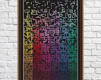 Rainbow abstract cross stitch pattern, Geometric design, modern cross stitch, PDF, instant download, Geo50-2