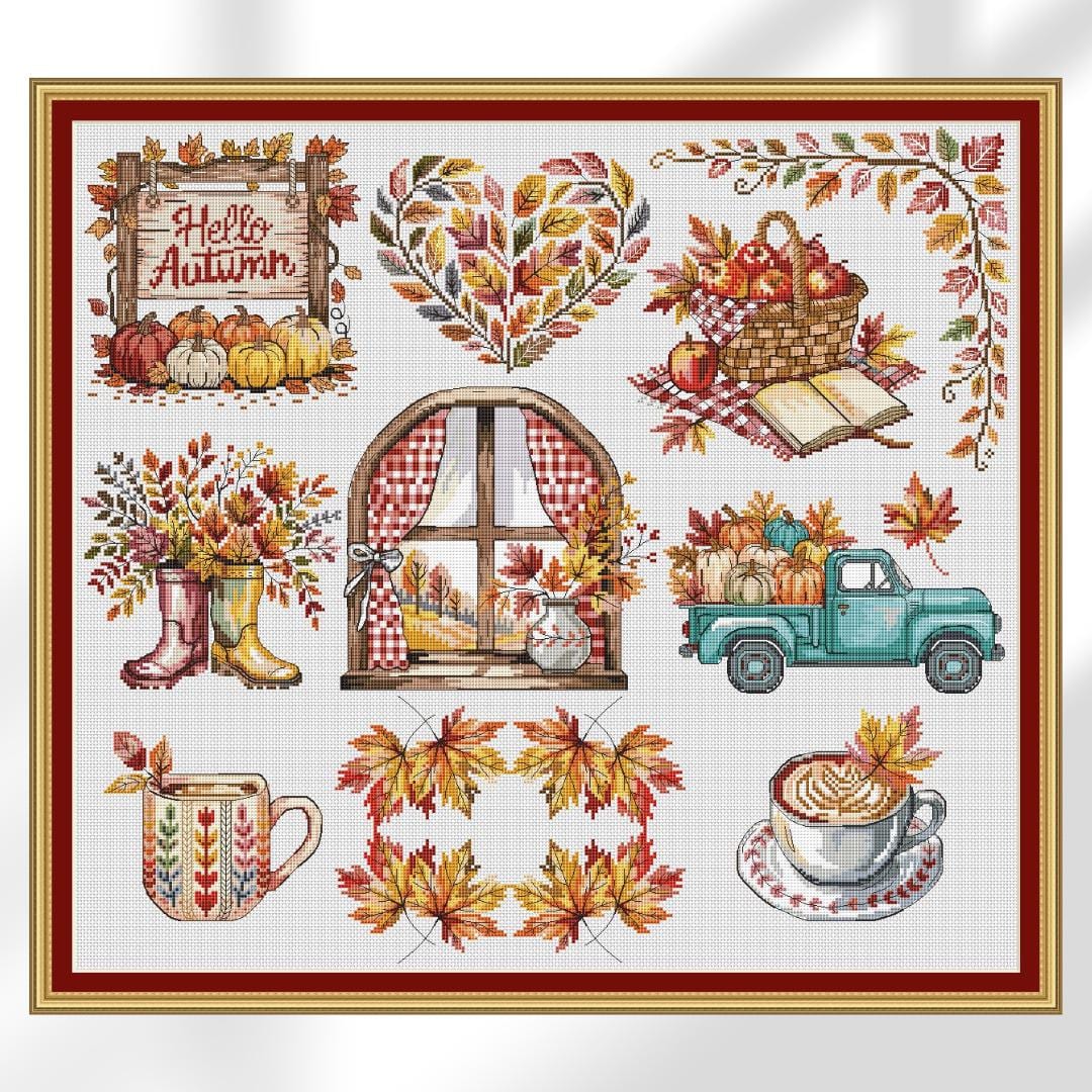 Fall Ish Pattern SET of 9 Fall Patterns, Autumn Vibes, Cross Stitch Pattern, Fall Season ...