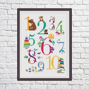 Numbers Cross stitch pattern, Kids, Baby, school, modern cross stitch, PDF, instant download, Kids01