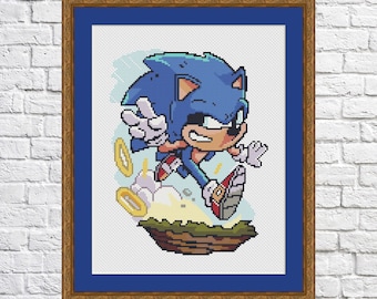 Sonic, games, Heroes-borduurkaart, moderne kruissteek, pdf, direct downloaden, DIS12