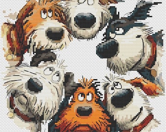 Quirky dogs Cross Stitch Pattern, modern cross stitch, PDF, instant download, DOG22-2