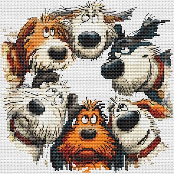 Quirky dogs Cross Stitch Pattern, modern cross stitch, PDF, instant download, DOG22-2