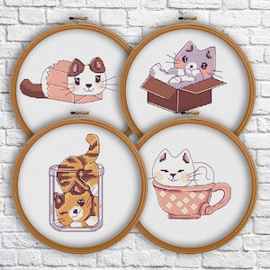 Cute CAT cross stitch pattern, Animal, modern cross stitch, PDF, instant download, CAT05