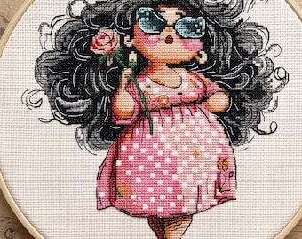 Curvy Fashion Lady Cross Stitch Pattern, Quirky collection, Jobs-Hobbies-Sports, Holidays, PDF, instant download, PRETTY01-2