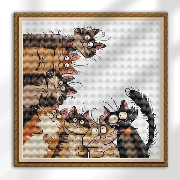 Quirky Cats, cross stitch pattern, modern cross stitch, PDF, instant download, CAT43