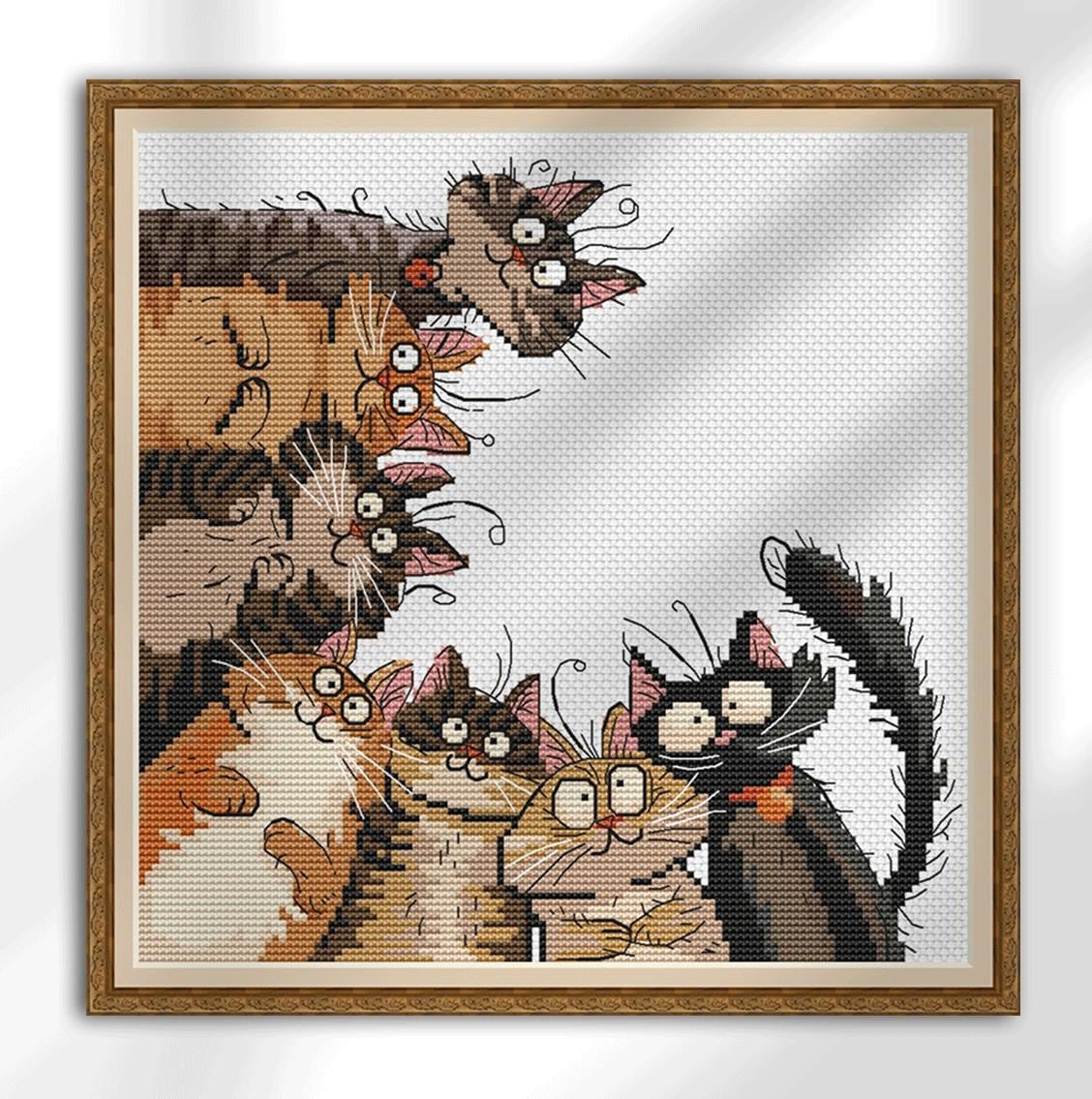 Riolis 1811 Chat avec des chatons kit point croix compté