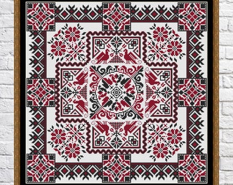 Patchwork Kreuzstich Stickmuster, geometrisches Design, moderner Kreuzstich, PDF, sofortiger Download, PATCH63