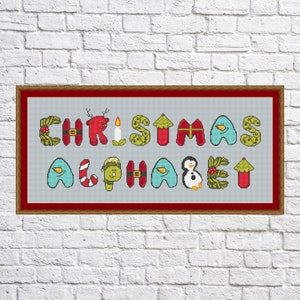 Christmas alphabet cross stitch pattern, Holidays, modern cross stitch, PDF, instant download, CRM30