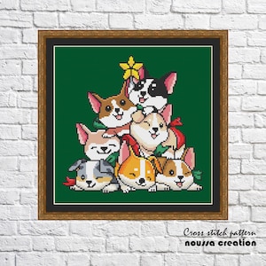 DOG Christmas cross stitch pattern, tree christmas, modern cross stitch, PDF, instant download, CRM55