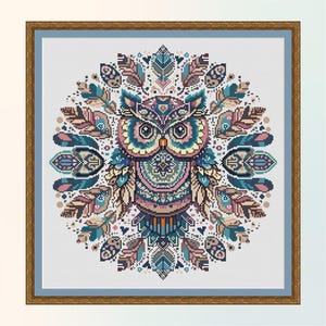 Mandala Owl Majesty, cross stitch pattern, modern cross stitch, PDF, instant download, BIRD24