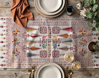 Table runner, cross stitch pattern, Patchwork, Geometric, Sampler, rainbow colors, modern cross stitch, PDF, instant download, PATCH91-2