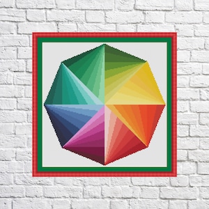 Rainbow triangle, cross stitch pattern, Geometric design, modern cross stitch, PDF, instant download, Geo20