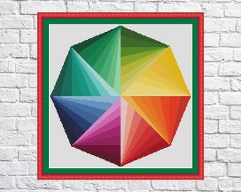 Rainbow triangle, cross stitch pattern, Geometric design, modern cross stitch, PDF, instant download, Geo20