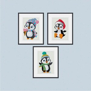 Pinguin cross stitch pattern, Animal, Nature, modern cross stitch, PDF, instant download, ANM05-06-07