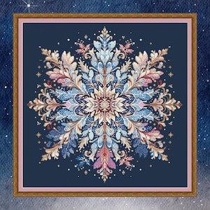 Sinfonía de nieve estelar, patrón de punto de cruz, Naturaleza, punto de cruz moderno, PDF, descarga instantánea, MDL111