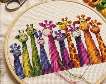 Funny giraffe, cross stitch pattern, Bright Modern Nursery Wall Art Chart, , modern cross stitch, PDF, instant download, ANM96-2