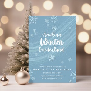 Winter Onederland Invitation, Winter Birthday Invitation, Printable Birthday Invitation, Personalized Birthday Invitation